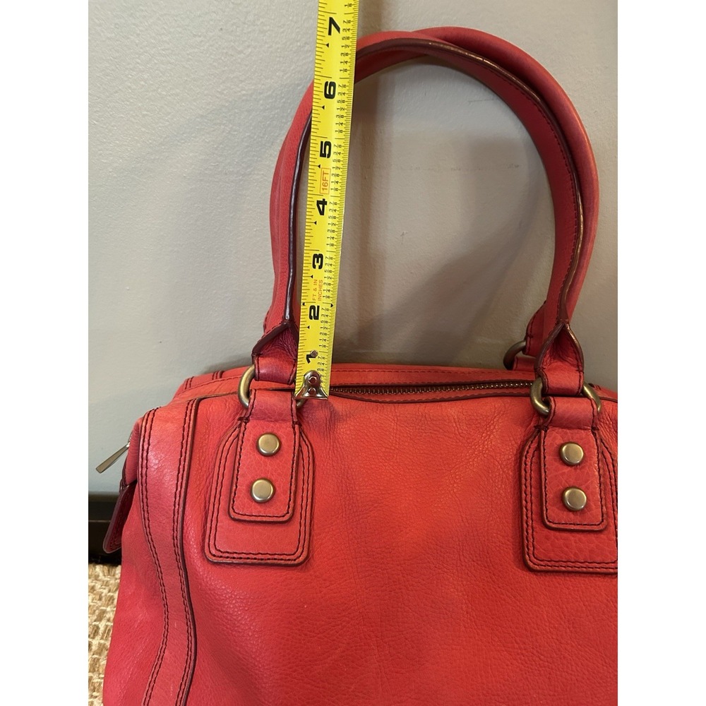 Vtg FOSSIL Long Live Marlow Satchell Handbag Pink Pebble Leather Gunmetal - Picture 8 of 12